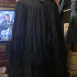 Black multi layered dress see through lace